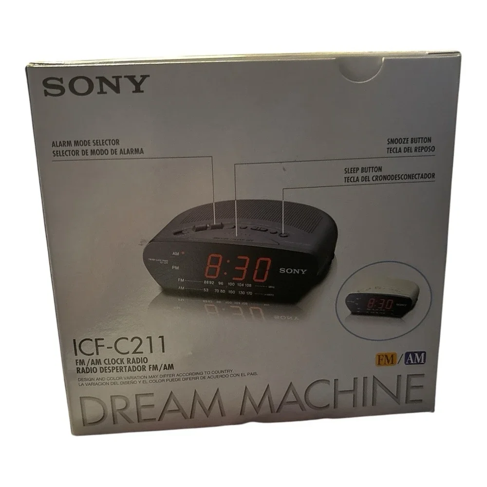 Sony Dream Machine ICF-C211 FM AM Clock Radio Alarm Grey Vintage Bedside NOS New